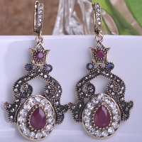 7103300057 Fashion Copper  Zircon Pearl Earrings 2 Colores