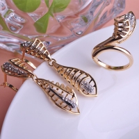 1203101024 Fashion Copper  Rhinestone Flower Earrings 3 Colores