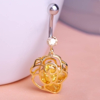 2213400760  Esmalte Gold Crown Frog Piercing Navel Belly Button Rings 1 color