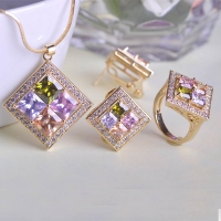 0201101672 Classic Alloy Crystal Necklace&Earring Sets 3 Colores