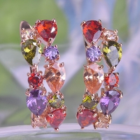 7603100006 Fashion Copper  Rhinestone Small Turtle Earrings 2 Colores
