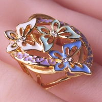7103300117 Popular Copper Enamel Flower Earrings 2 Colores