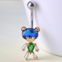 2213400880 Fashion Rhodium Multicolor Crystal Piercing 7colores