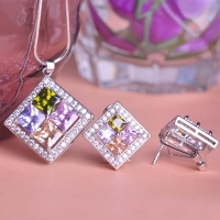0201101670 Classic Alloy Crystal Necklace&Earring Sets 2 Colores