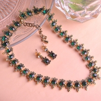 7103300008 Fashion Copper  Crystal Pearl Flower  Earrings 2 Colores