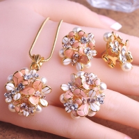 0201101677 Classic Alloy Crystal Necklace&Earring Sets 2 Colores