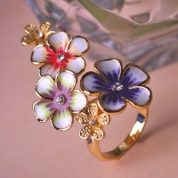 7103300074 Fashion Copper Rhinestone Flower Earrings 2 Colores